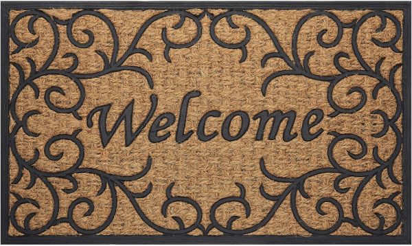 Front Door Mat for Outdoor Entrance - 18 Inch Length, 30 Inch Width (Vines) - Welcome Mat - Waterproof Doormat Rugs for Front Patio Entryway - Outdoors & Indoor Floor Mats by Achim Home Décor