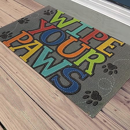 Mohawk Home Entryway Door Mat 1.5' x 2.5' All Weather Doormat Outdoor Non Slip Recycled Rubber, Wipe Your Paws