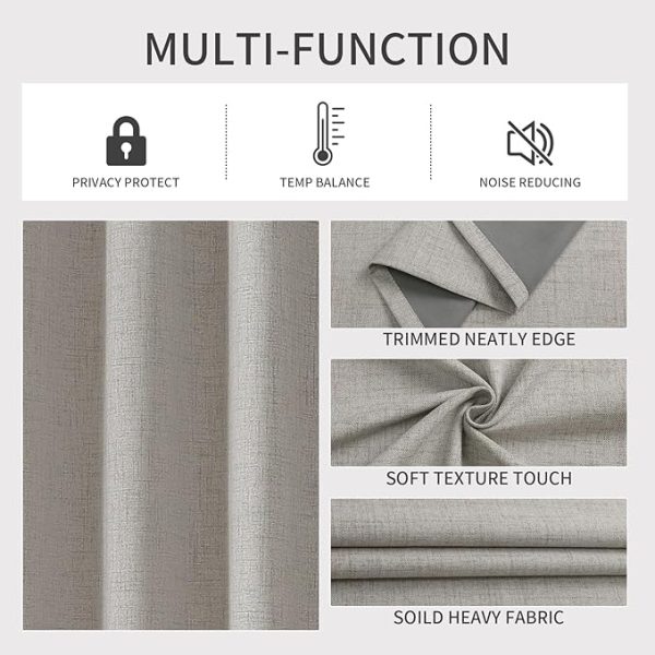 Joydeco Black Out Curtains 63 Inch Long, Curtains 63 Inch Length Textured Thermal Grommets Curtains, Room Darkening Curtains 63 Inches Long for Living Room Bedroom, (42x63 inch, Greyish White) - Image 4