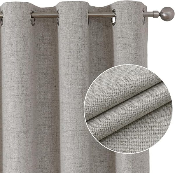 Joydeco Black Out Curtains 63 Inch Long, Curtains 63 Inch Length Textured Thermal Grommets Curtains, Room Darkening Curtains 63 Inches Long for Living Room Bedroom, (42x63 inch, Greyish White) - Image 2