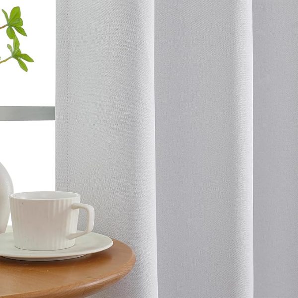 Joydeco 100% Blackout Curtains 96 Inches Long 2 Panels Set, Thermal Insulated Long Curtains& Drapes 2 Burg, Room Darkening Curtains for Bedroom Living Room Window (Pure White, W52 x L96 Inch) - Image 3