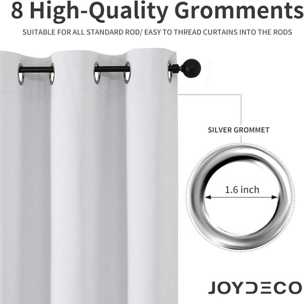 Joydeco 100% Blackout Curtains 96 Inches Long 2 Panels Set, Thermal Insulated Long Curtains& Drapes 2 Burg, Room Darkening Curtains for Bedroom Living Room Window (Pure White, W52 x L96 Inch) - Image 5
