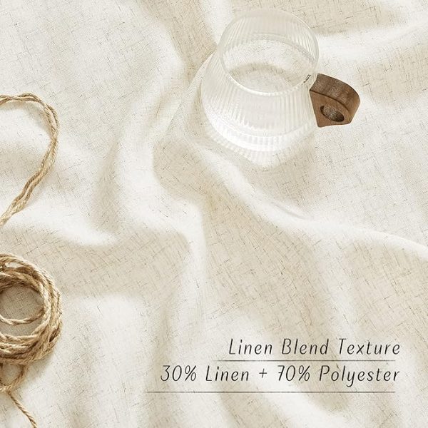 NICETOWN Thick Flax Linen Curtains 96 inches Long, Grommet Semi Sheer Vertical Drapes Privacy Added with Light Filtering Window Treatments for Bedroom/Living Room, Natural, W55 x L96, 2 Pieces - Image 3