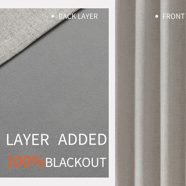 Joydeco Black Out Curtains 63 Inch Long, Curtains 63 Inch Length Textured Thermal Grommets Curtains, Room Darkening Curtains 63 Inches Long for Living Room Bedroom, (42x63 inch, Greyish White) - Image 3