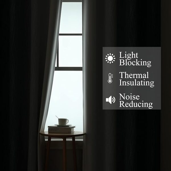 Estelar Textiler Navy Blue and Greyish White Blackout Curtains for Bedroom 84 Inches Long, Full Room Darkening Grommet Curtains for Living Room,Thermal Insulated Ombre Drapes,52Wx84L,2 Panels - Image 3