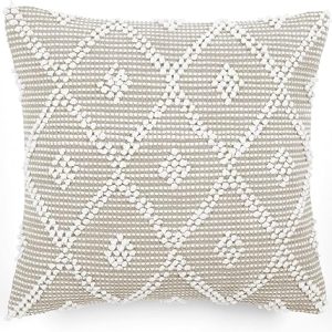 Lush Decor Adelyn Decorative Throw Pillow Cover, 20" W x 20" L, Neutral - Square Pillow - Neutral Diamond Pillow - Textured Pillows - Hygge Decor - Farmhouse Throw Pillows For Bed, Couch, Or Chair