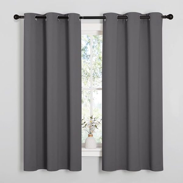 NICETOWN Thermal Insulated Grommet Blackout Curtains for Bedroom (2 Panels, W42 x L63 -Inch, Grey) - Image 2