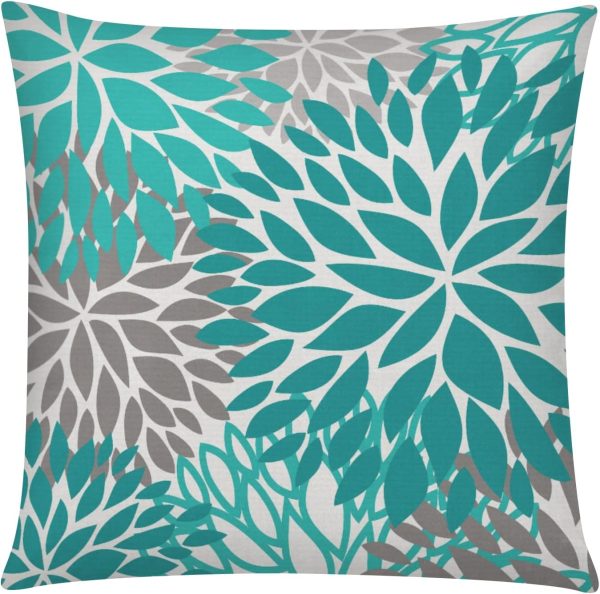 COMMINY Teal Grey Pillow Covers 18x18 Set of 6 Decorative Daisy Flower Throw Pillow Cover for Couch Modern Turquoise Pillow Case for Patio Living Room Cushion Bed Outdoor Farmhouse Home Decor - Image 3